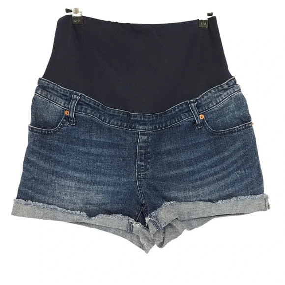 GAP Pants - GAP Maternity Denim Shorts Rolled Hem Pull On Full Panel Dark Wash